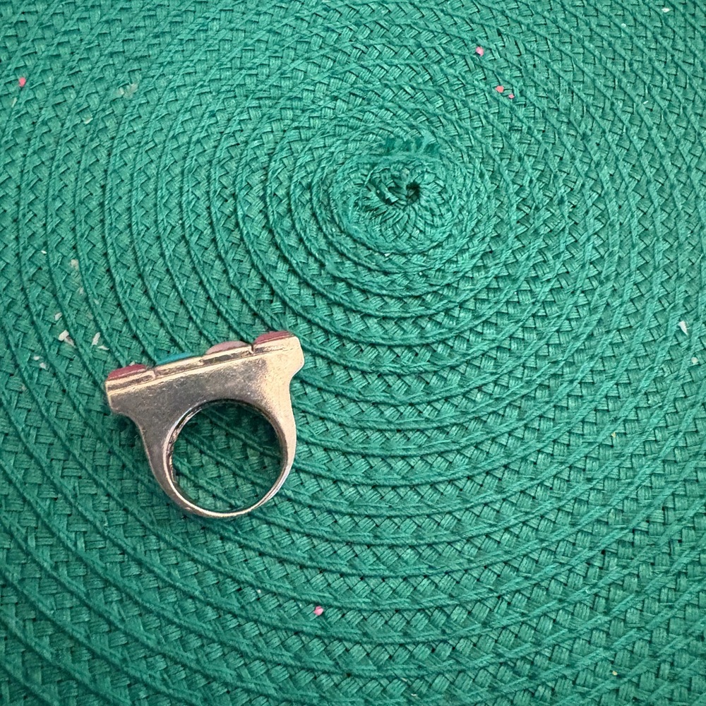 Colorful Geometric Silver Ring - Picture 6 of 6